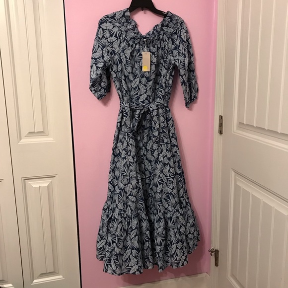 Boden Dresses & Skirts - BODEN Blue Rosalind Palm Off-The-Shoulder Dress size 8